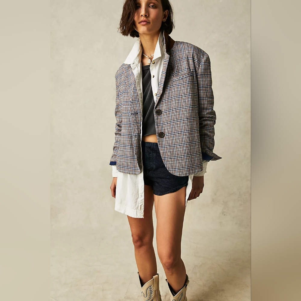 We The Free Cali Plaid Blazer NWOT